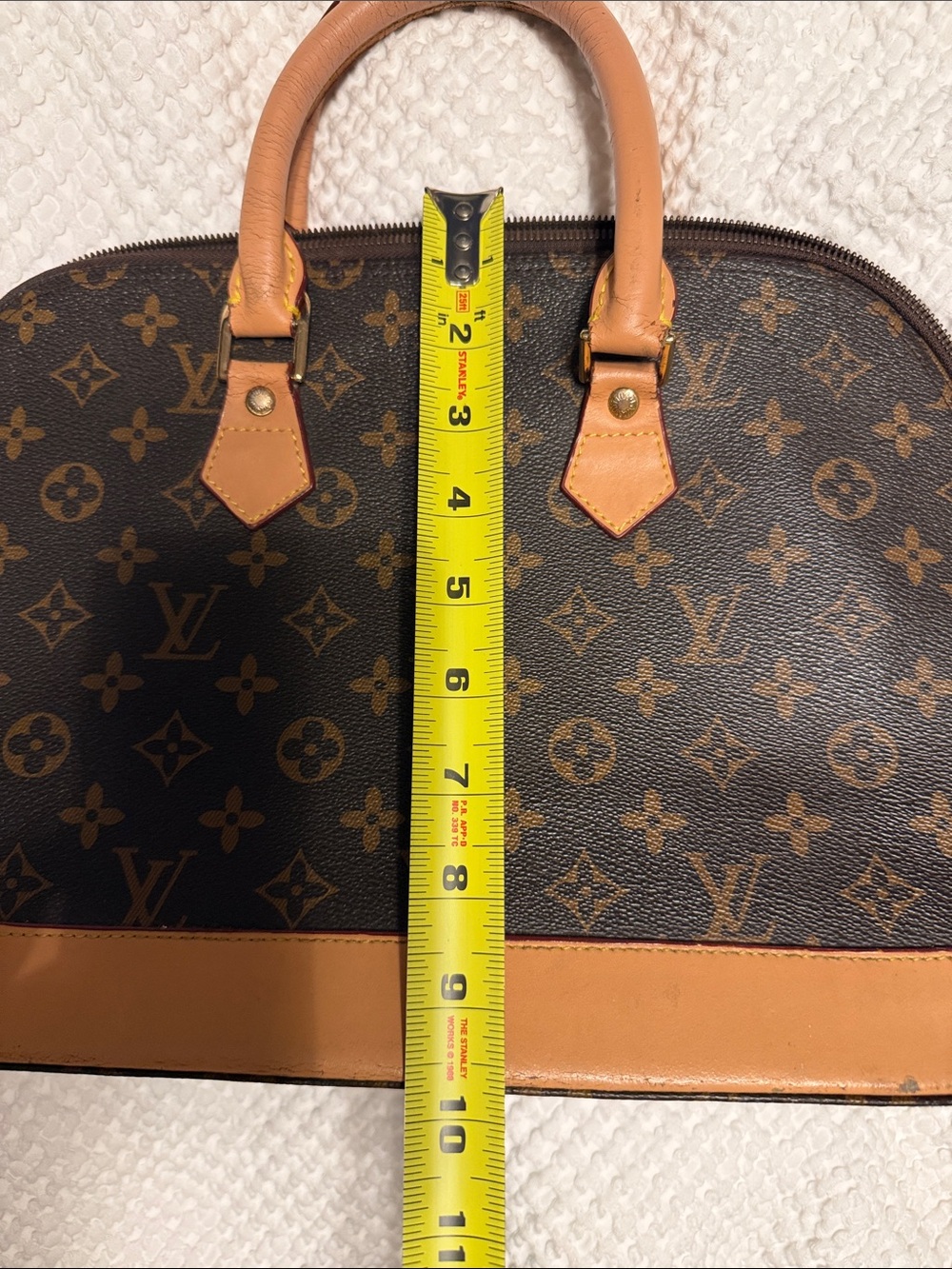 Brown Monogram Satchel with Tan Trim - Picture 15 of 15